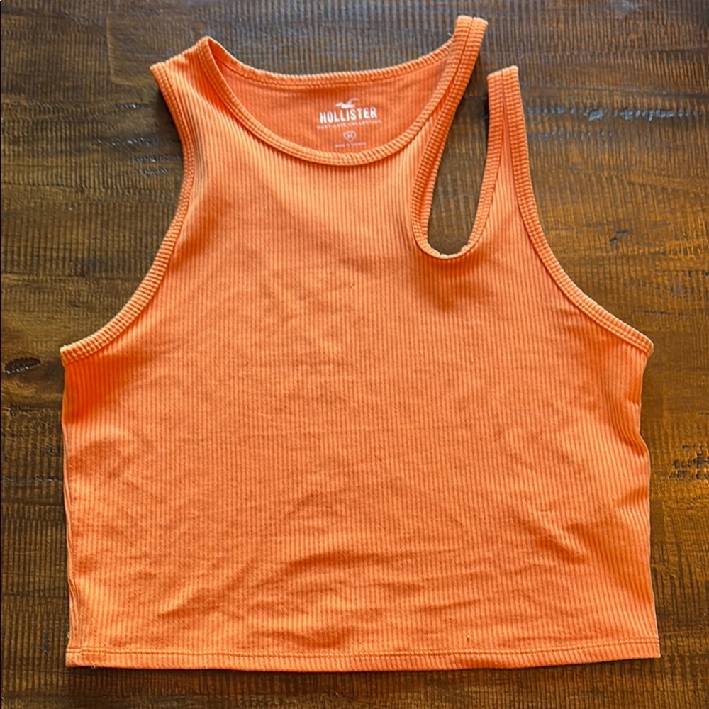 Hollister Orange Sleeveless Asymmetrical Crop Top